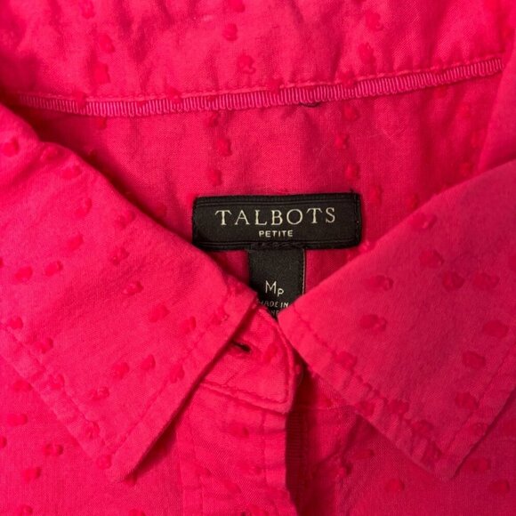 TALBOTS Petite Medium Button Up Collared Long Sleeve Blouse Embroidered - Picture 3 of 4